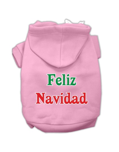 Feliz Navidad Screen Print Pet Hoodies Light Pink L