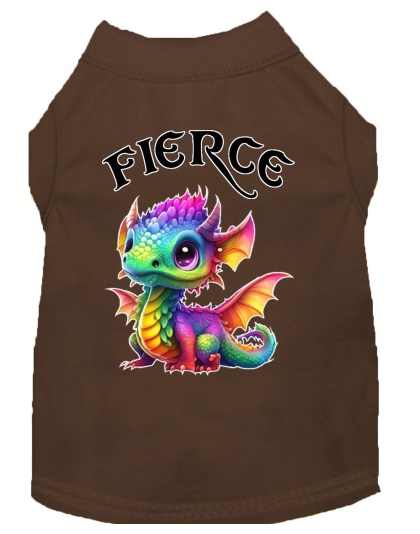 Fierce Dragon Screen Print Dog Shirt Brown XS (8)