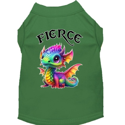 Fierce Dragon Screen Print Dog Shirt Green XS (8)