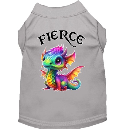 Fierce Dragon Screen Print Dog Shirt Grey XS (8)