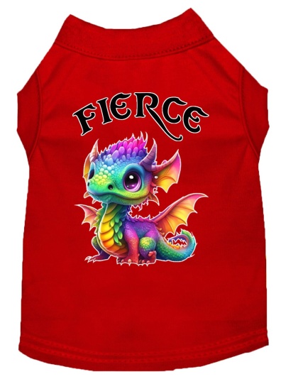 Fierce Dragon Screen Print Dog Shirt Red XS (8)