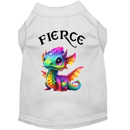 Fierce Dragon Screen Print Dog Shirt White XS (8)