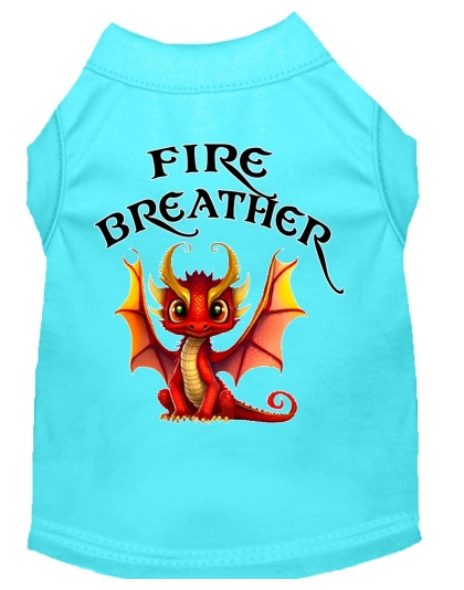 Fire Breather Dragon Screen Print Dog Shirt Aqua XS (8)