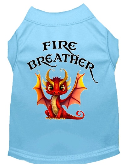 Fire Breather Dragon Screen Print Dog Shirt Baby Blue XS (8)