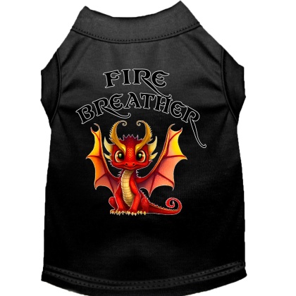 Fire Breather Dragon Screen Print Dog Shirt Black XS (8)