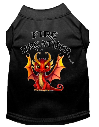 Fire Breather Dragon Screen Print Dog Shirt Black XS (8)