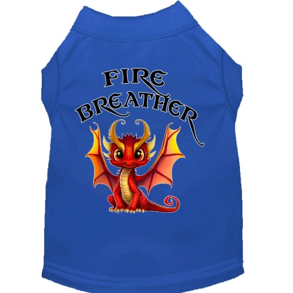 Fire Breather Dragon Screen Print Dog Shirt Blue XS (8)