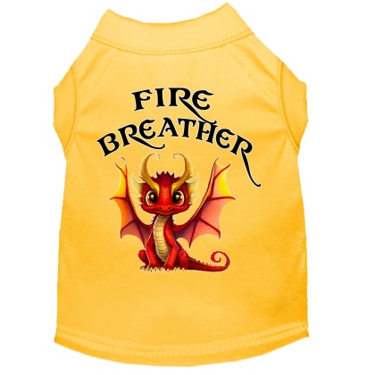 Fire Breather Dragon Screen Print Dog Shirt Yellow XS (8)