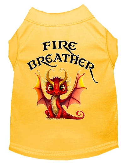 Fire Breather Dragon Screen Print Dog Shirt Yellow XS (8)