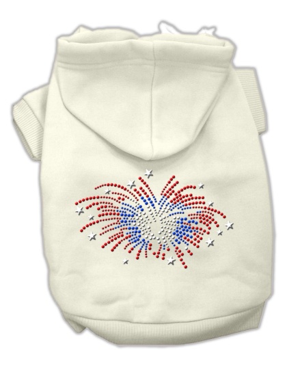 Fireworks Rhinestone Hoodie Cream L