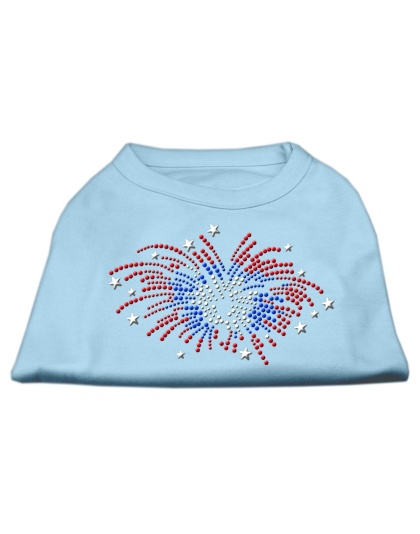 Fireworks Rhinestone Shirt Baby Blue L