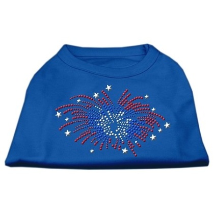 Fireworks Rhinestone Shirt Blue Lg