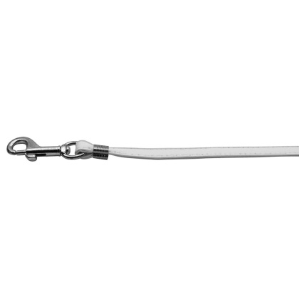 Flat Plain Leashes White Silver Hardware