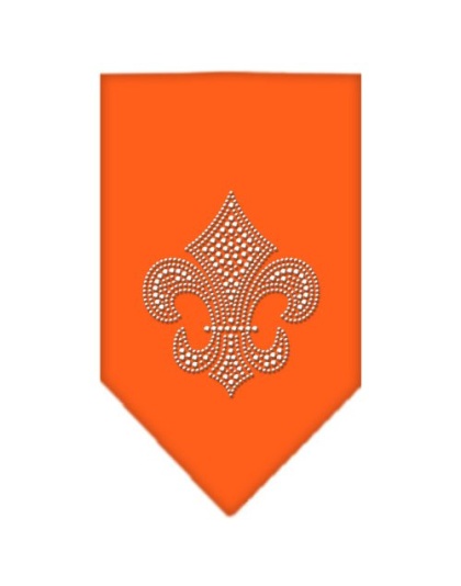 Fleur De Lis Rhinestone Bandana Orange Large