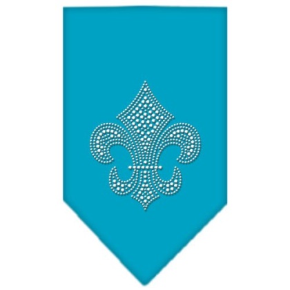 Fleur De Lis Rhinestone Bandana Turquoise Large