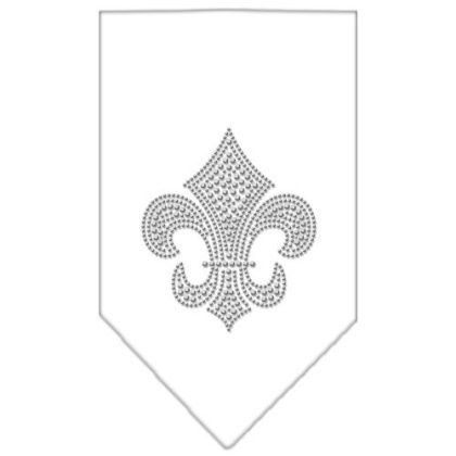 Fleur De Lis Rhinestone Bandana White Large