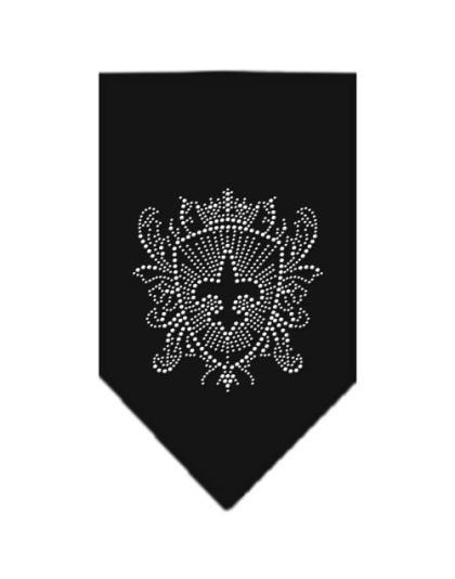 Fleur De Lis Shield Rhinestone Bandana Black Large