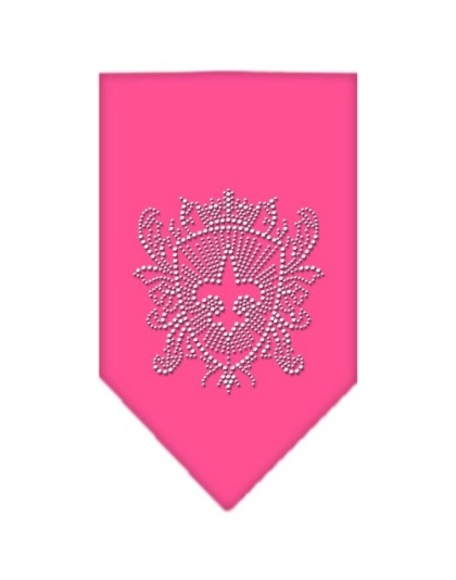 Fleur De Lis Shield Rhinestone Bandana Bright Pink Large