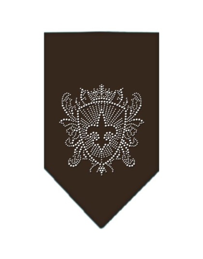 Fleur De Lis Shield Rhinestone Bandana Cocoa Large