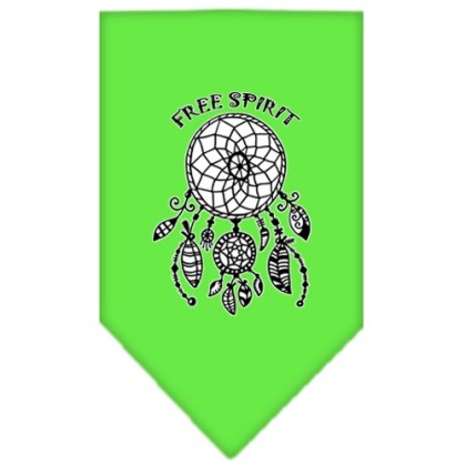 Free Spirit Screen Print Bandana Lime Green Large