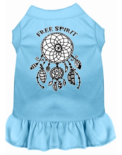 Free Spirit Screen Print Dog Dress Baby Blue 4X (22)