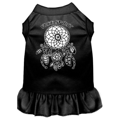 Free Spirit Screen Print Dog Dress Black 4X (22)