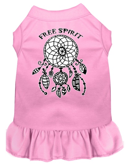 Free Spirit Screen Print Dog Dress Light Pink 4X (22)