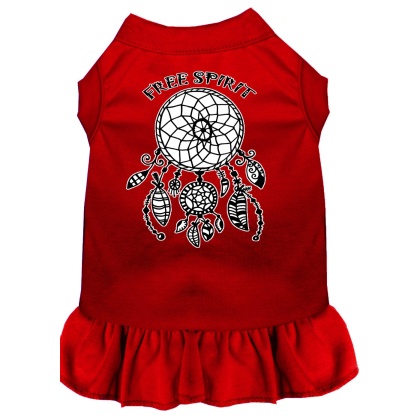 Free Spirit Screen Print Dog Dress Red 4X (22)