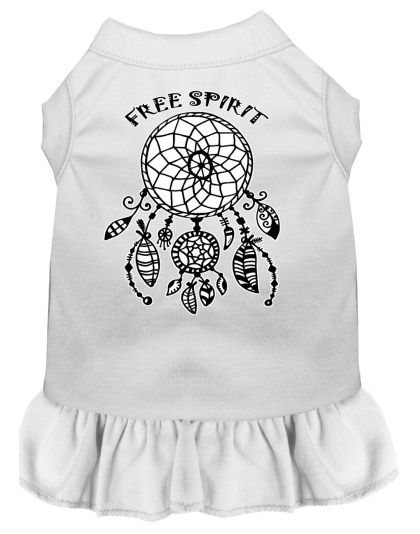 Free Spirit Screen Print Dog Dress White 4X (22)