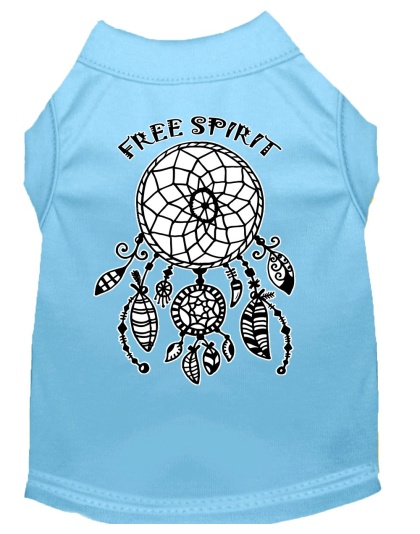 Free Spirit Screen Print Dog Shirt Baby Blue Lg