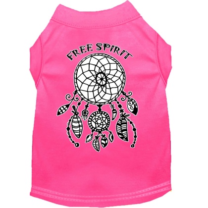 Free Spirit Screen Print Dog Shirt Bright Pink Lg