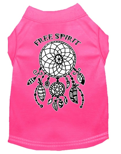 Free Spirit Screen Print Dog Shirt Bright Pink Lg