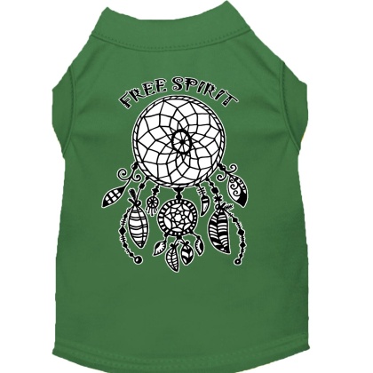 Free Spirit Screen Print Dog Shirt Green Lg