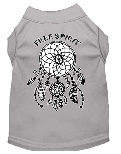 Free Spirit Screen Print Dog Shirt Grey Lg