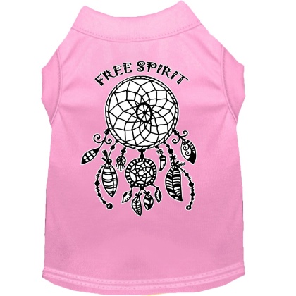 Free Spirit Screen Print Dog Shirt Light Pink Lg