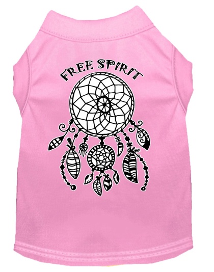 Free Spirit Screen Print Dog Shirt Light Pink Lg