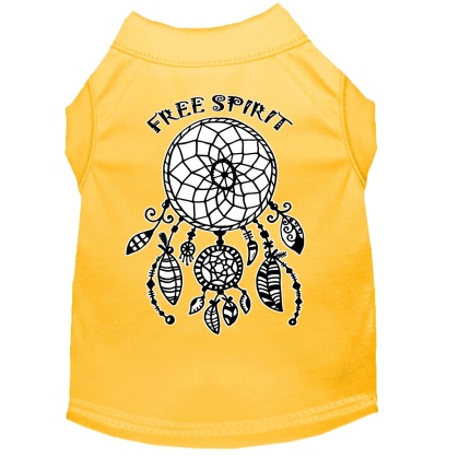 Free Spirit Screen Print Dog Shirt Yellow Lg