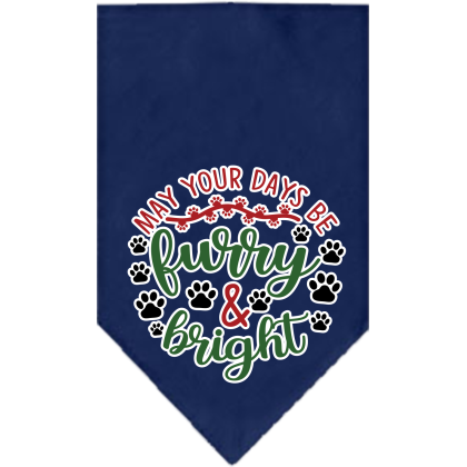 Furry and Bright Screen Print Bandana Navy Blue Size Small