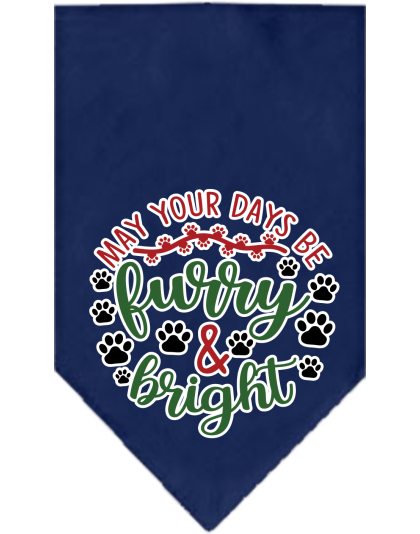 Furry and Bright Screen Print Bandana Navy Blue Size Small