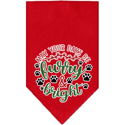 Furry and Bright Screen Print Bandana Red Size Small