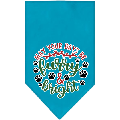 Furry and Bright Screen Print Bandana Turquoise Size Small