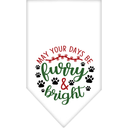 Furry and Bright Screen Print Bandana White Size Small