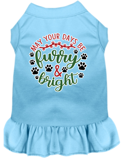Furry and Bright Screen Print Dog Dress Baby Blue Size XS