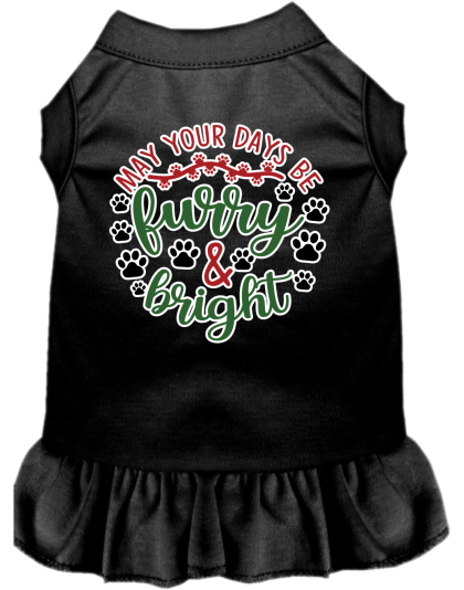 Furry and Bright Screen Print Dog Dress Black Size XS