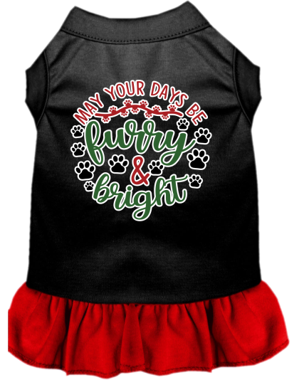 Furry and Bright Screen Print Dog Dress Black with Red Size XS