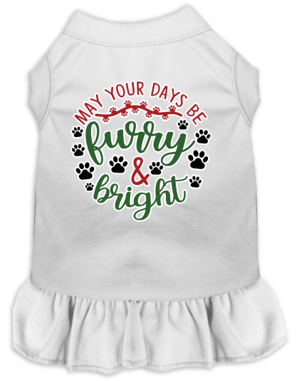 Furry and Bright Screen Print Dog Dress White Size XS
