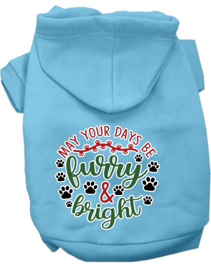 Furry and Bright Screen Print Dog Hoodie Baby Blue Size XS