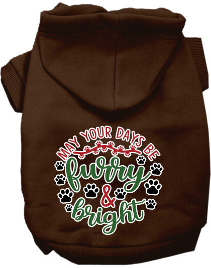 Furry and Bright Screen Print Dog Hoodie Brown Size XS