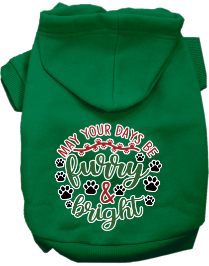 Furry and Bright Screen Print Dog Hoodie Emerald Green Size XS