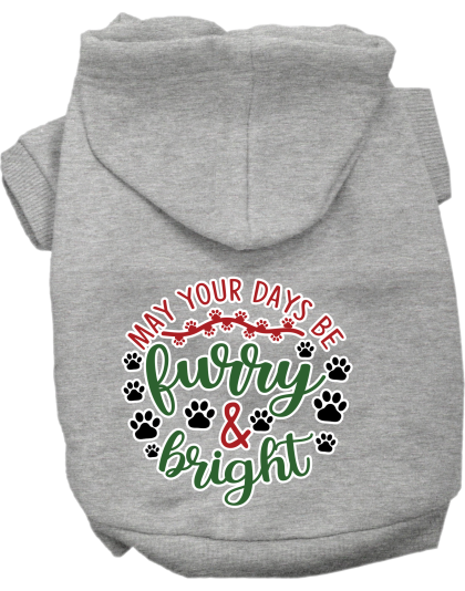 Furry and Bright Screen Print Dog Hoodie Grey Size XS